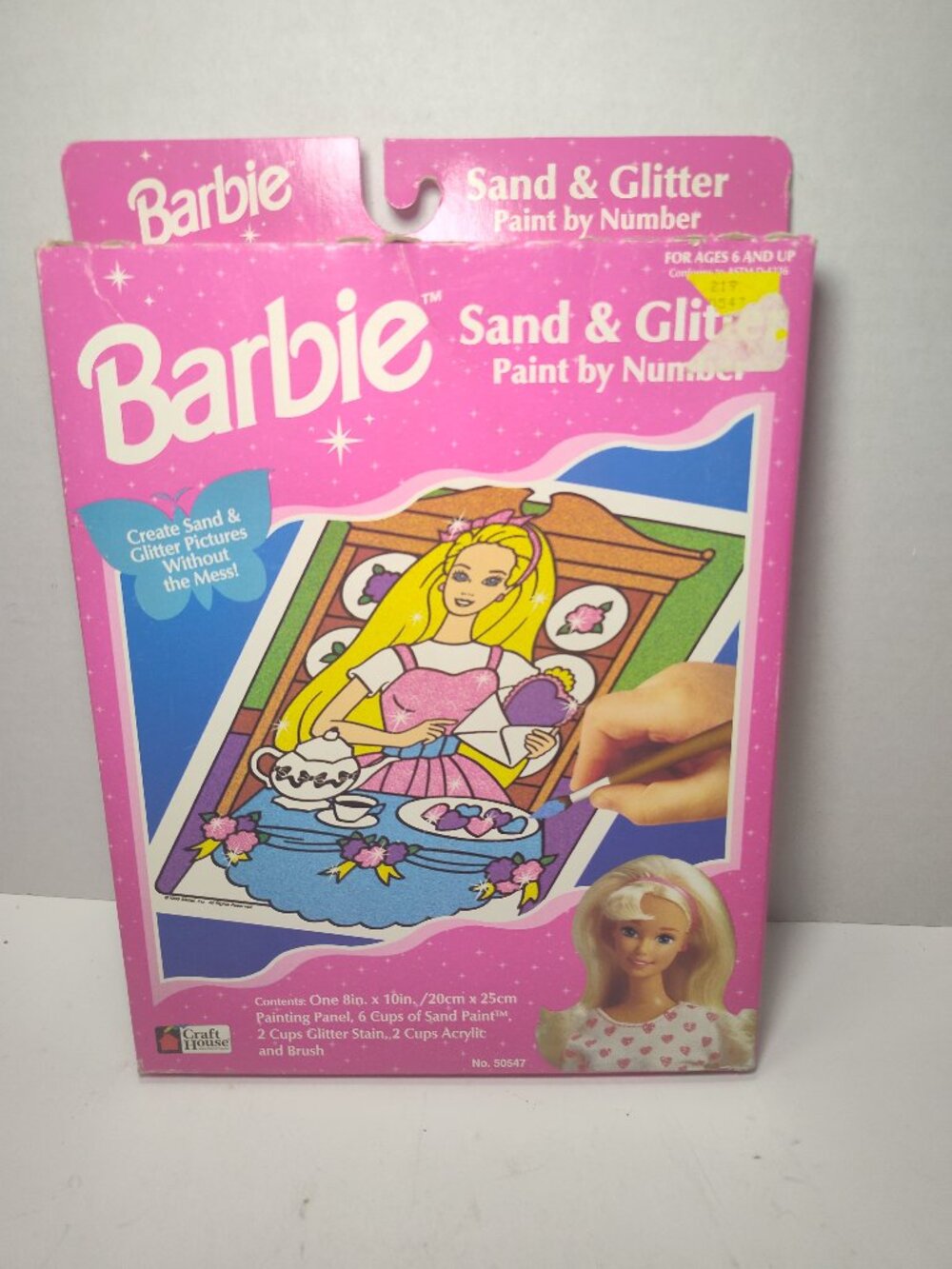 Vintage 1996 Barbie Sand & Glitter Paint By Number Craft House #50547 Sealed
